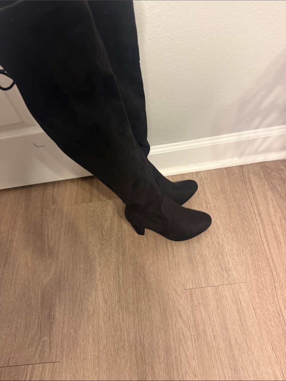 Black Over-the-Knee Heeled Boots - Women's Fashion Boot